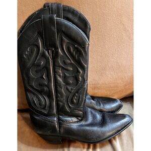 Oak Tree Farms Black Leather Western Cowboy Boots Women's Size 7